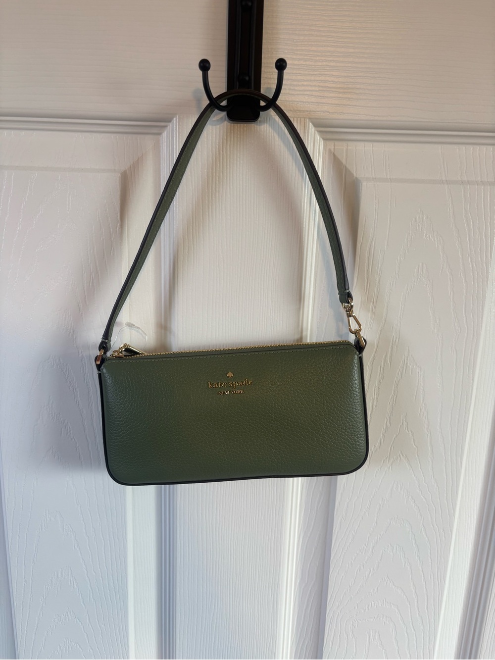kate spade Olive Green Pebbled Leather Crossbody Bag with Gold Hardware